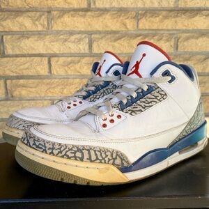 NIKE Air Jordan Retro 3 True Blue 2016 Hi-Top Sneakers